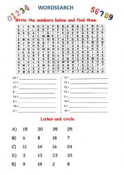 English Worksheet: numbers 1 20