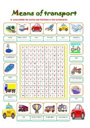 English Worksheet: Means of transport