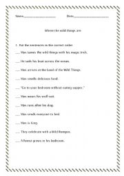 English Worksheet: Where the Wild Things Are