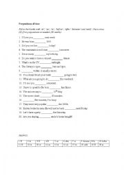 English Worksheet: Prepositions of time