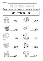 English Worksheet: Blends