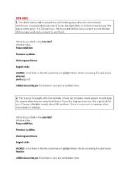 English Worksheet: Job ads - Whats the job? 