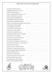 English Worksheet: THE PASSIVE VOICE WITH TO INFINITIVE