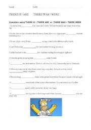 English Worksheet: THERE IS-ARE / THERE WAS-WERE