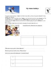 English Worksheet: My winter holidays - simple past