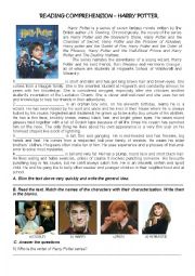 English Worksheet: Harry Potter - reading comprehension