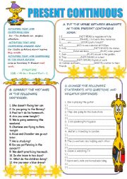 English Worksheet: PRESENT CONTINUOUS