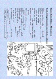 English Worksheet: Prepositions of place - My bedroom