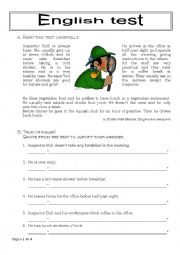 English Worksheet: Inspector Bulls daily routine