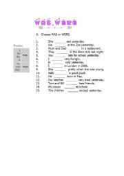 English Worksheet: was and were