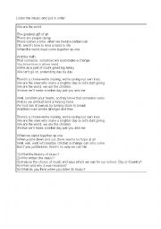 English Worksheet: Music We are the world