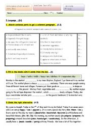 English Worksheet: 7th mid-trem test 2