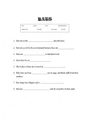 English Worksheet: BATS worksheets