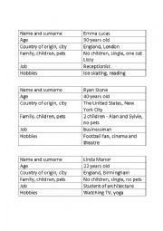 English Worksheet: Identity Cards