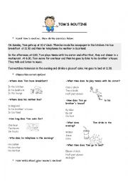 English Worksheet: DAILY ROUTINE