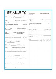 English Worksheet: be able to