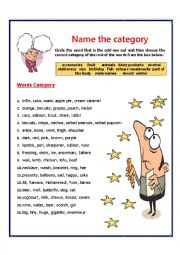 English Worksheet: Name the Category