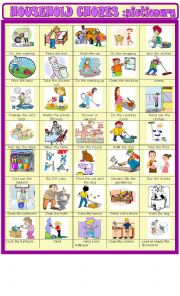 English Worksheet: household chores: new updated pictionary