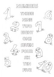 English Worksheet: NUMBERS 1-10