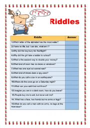 English Worksheet: Riddles