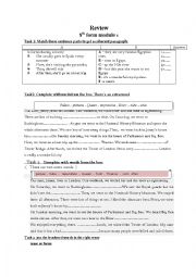 English Worksheet: 8th form review unit one 