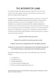 English Worksheet: The interpreter game