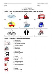 English Worksheet: Travelling (Vocabulary & Grammar Practice)