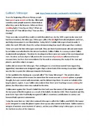 English Worksheet: Galileos Biography 