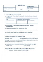 English Worksheet: MID TERM TEST 2