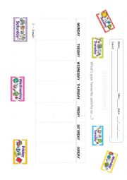 English Worksheet: Days of the week