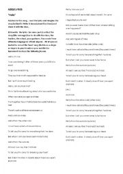 English Worksheet: Working with a song