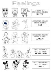 English Worksheet: Circle the right feeling