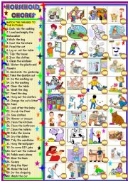 English Worksheet: household chores: new matching activity