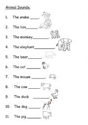 English Worksheet: Animal sounds vocabulary