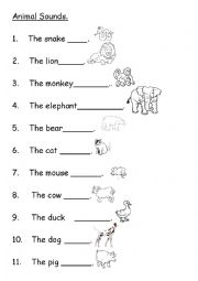 Animal sounds vocabulary