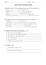 English Worksheet: Passive test