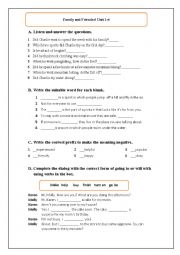 English Worksheet: Family and Friends 6 Unit 1-4 Exam
