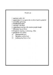 English Worksheet: Words