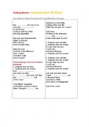 English Worksheet: Anybody seen my baby by Rolling Stones
