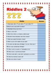 English Worksheet: Riddles 2