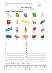 English Worksheet: School Life (Vocabulary & Grammar Practice)