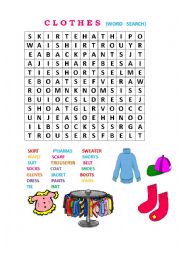 English Worksheet: clothes ws