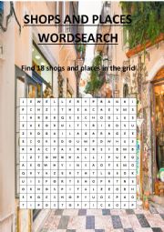 Shops and services wordsearch