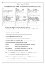 English Worksheet: Mother Earth needs us 