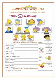 English Worksheet: Family Tree - The Simpsons