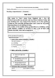 English Worksheet:  Reading and language                                   