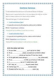 English Worksheet: Conditional sentences