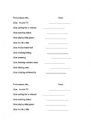 English Worksheet: Find someone
