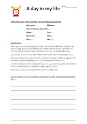 English Worksheet: A day in your life (Writing)