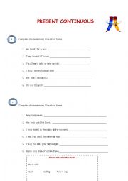 English Worksheet: present continuous